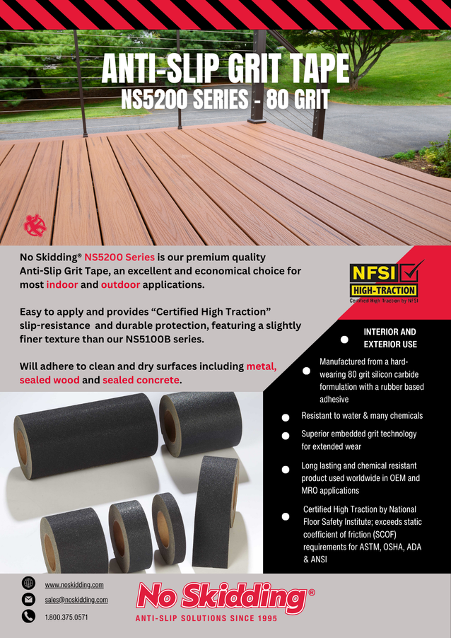 Premium High Traction Anti-Slip Tape (80 Grit) - Black - NS5200B Series
