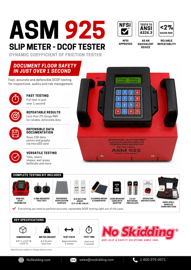 ASM 925 Slip Meter - Dynamic Coefficient of Friction Tester