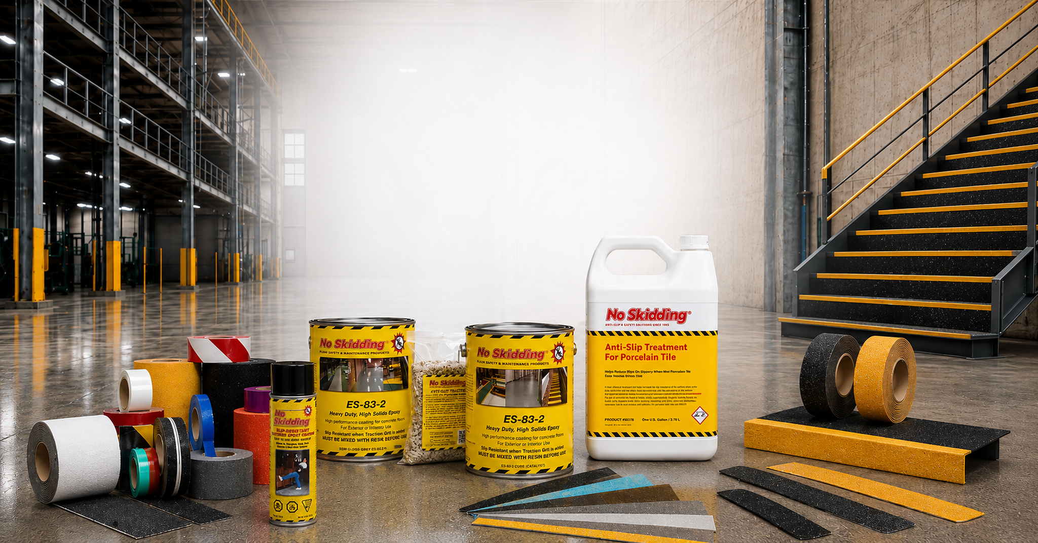No Skidding anti-slip products in an industrial facility