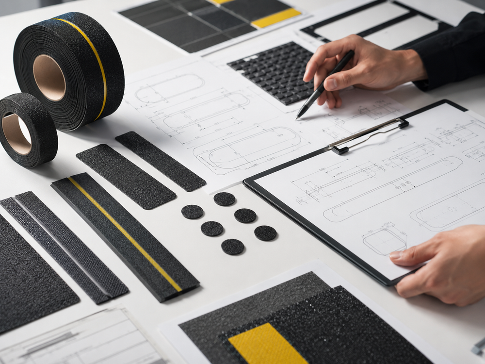 Custom anti-slip product drawings, materials and application specifications