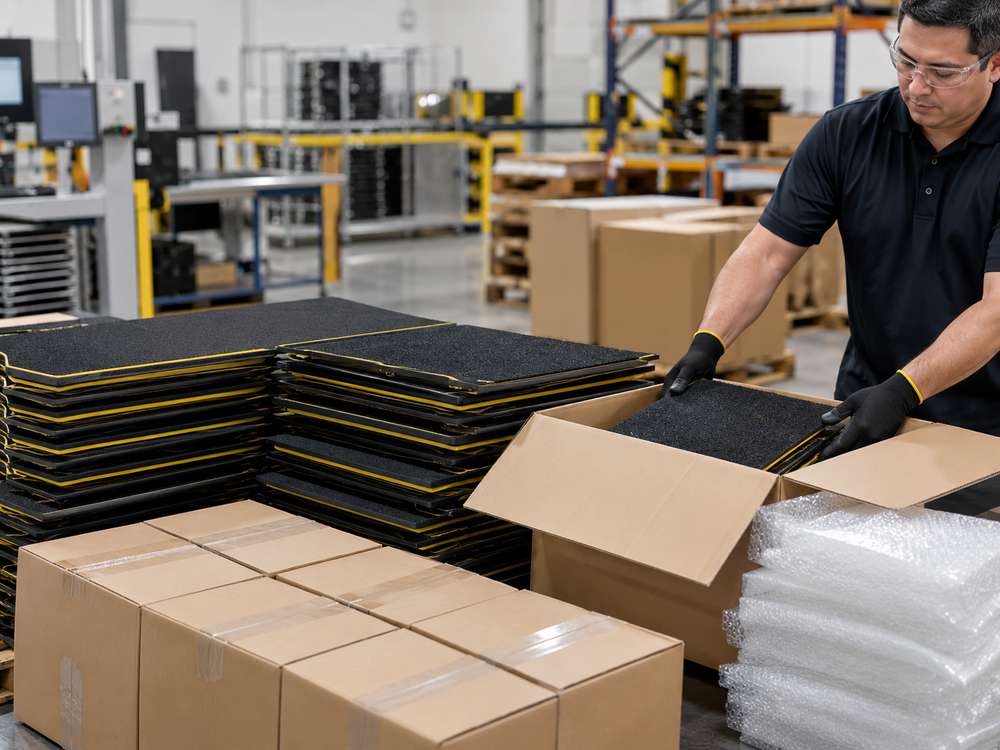 Custom anti-slip components being prepared for OEM production and delivery
