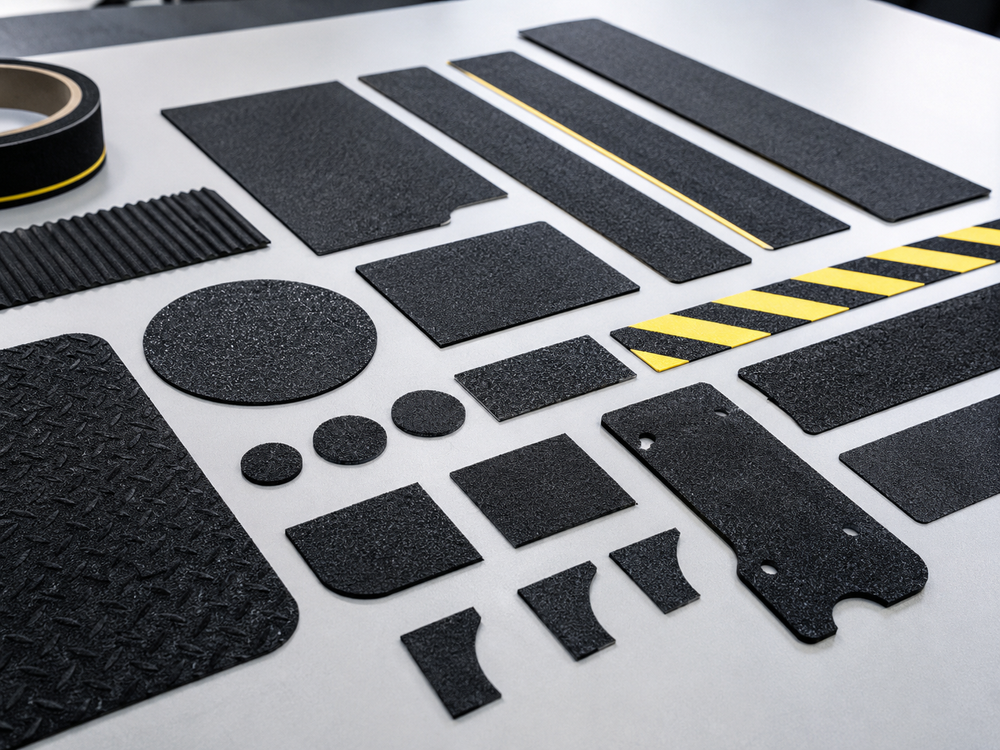 Custom-cut anti-slip product samples in multiple shapes and sizes