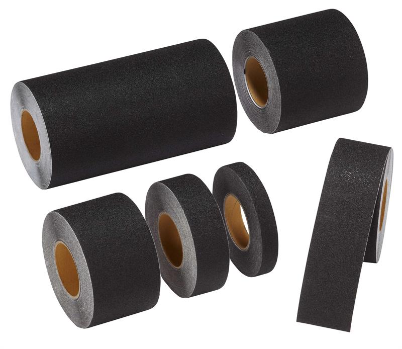Anti-Slip Tape: Coarse, 60 Grit Size, Solid, Black, 6 in x 60 ft, 28 mil  Tape Thick, Rubber, 3M™