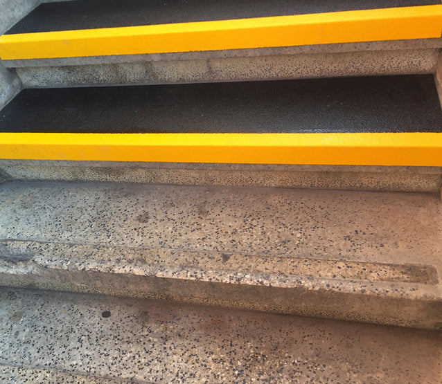 rubber tread covers for stairs 9" Deep FRP Step Covers (1" Nose) – No Skidding Products